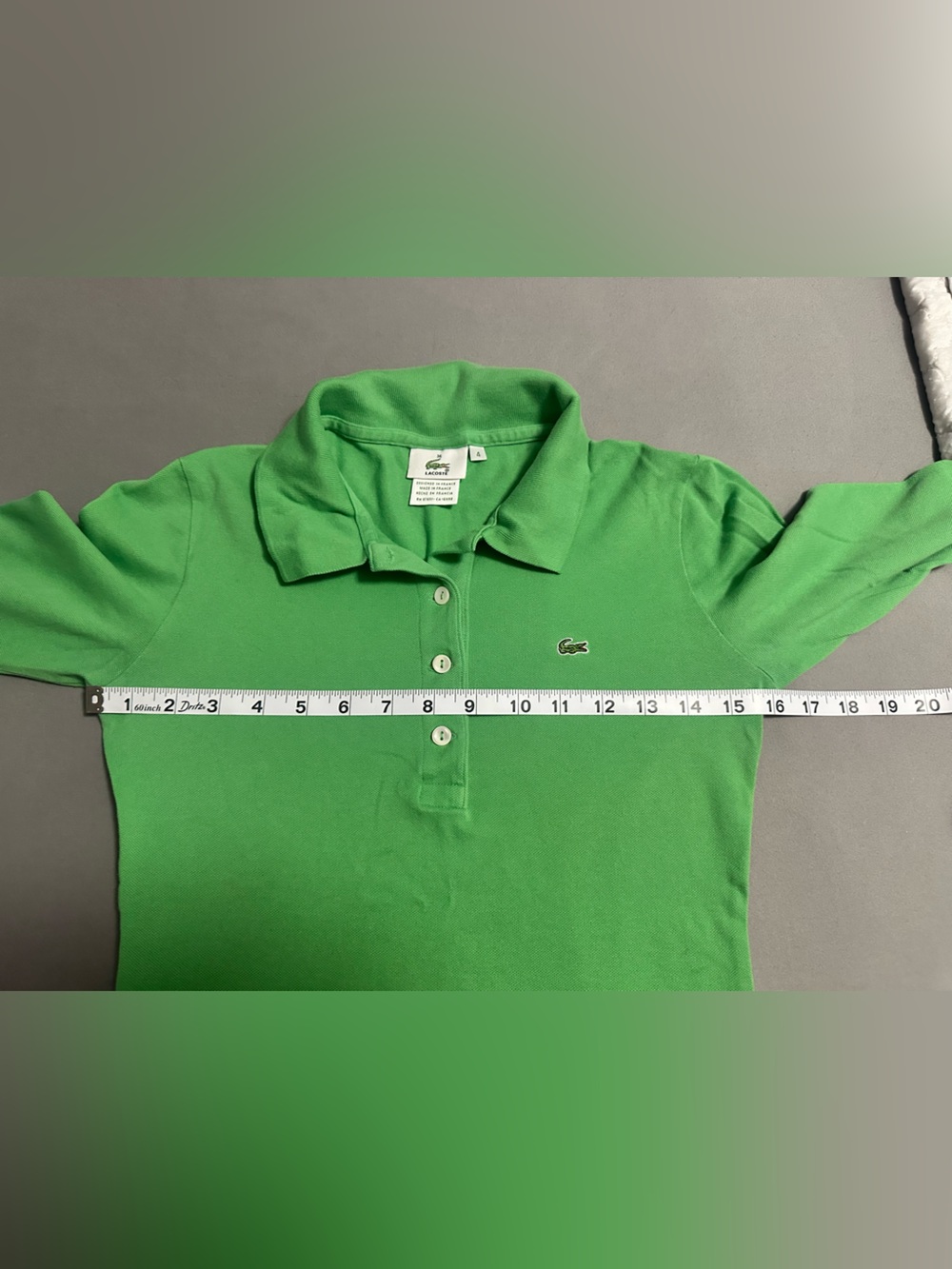 đ¸ Lacoste Womenâs Green Long Sleeve Stretch PiquĂŠ Polo Shirt Size 4 Small - Picture 5 of 9